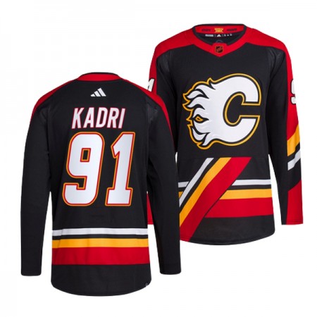Dresovi Calgary Flames Nazem Kadri 91 Adidas 2022-23 Reverse Retro 2.0 Crno Authentic - Muške